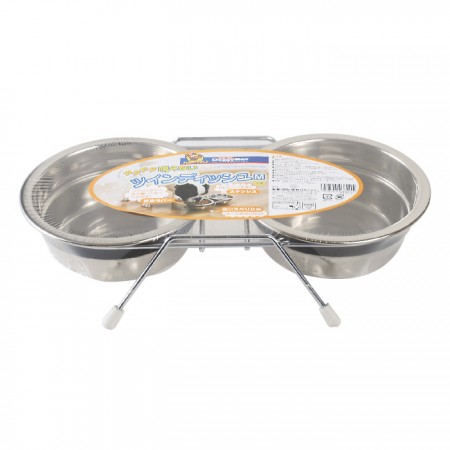 犬貓用高級不銹鋼餐碗架-M