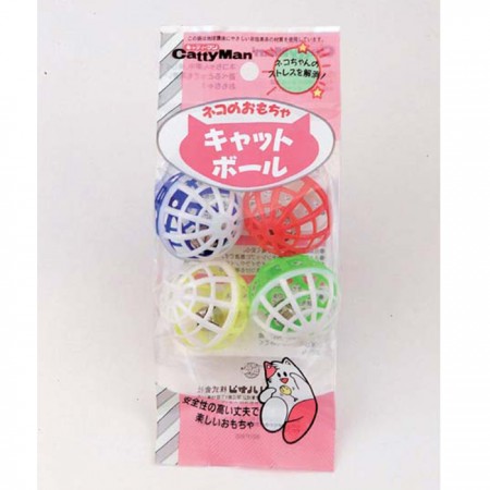 貓用四色鈴鐺玩具球-4入
