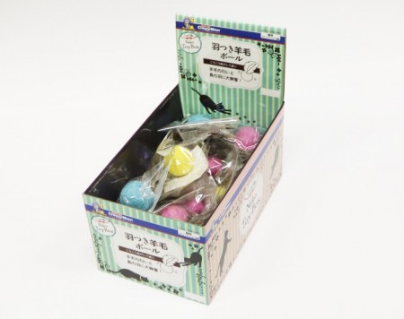 貓用彩色羊毛天使羽毛球玩具-盒裝18入
