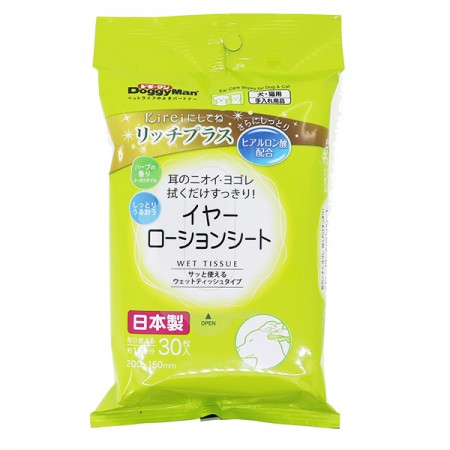 犬貓用簡約生活溼紙巾30枚-耳周清潔