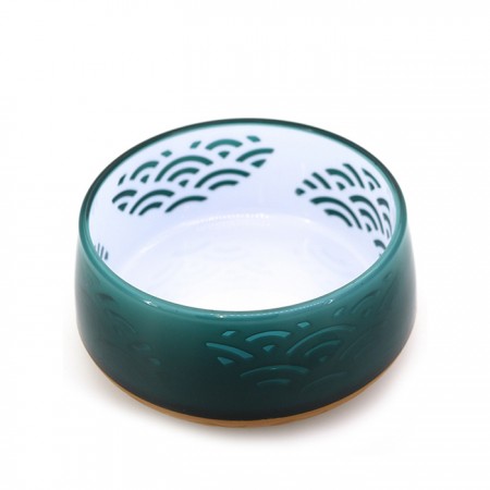 犬用日式禪風碗M-橄欖綠