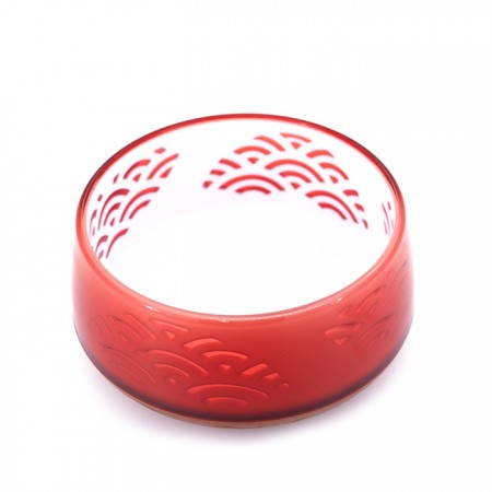 犬用日式禪風碗M-橙橘紅																				