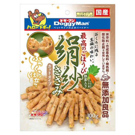 犬用絹紗雞胸肉條短切-野菜 100g