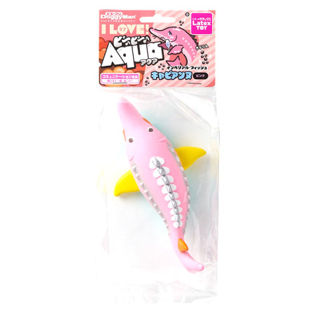 犬用吱吱乳膠玩具-海樂園粉鱘魚