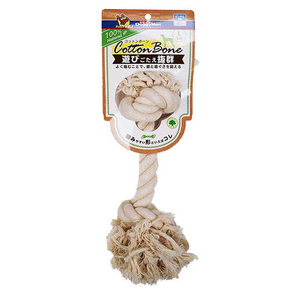 犬用自然素材棉質潔牙拉索玩具-L