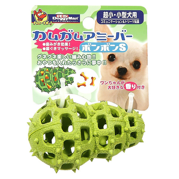 犬用益智橡膠玩具-綠色葫蘆 S