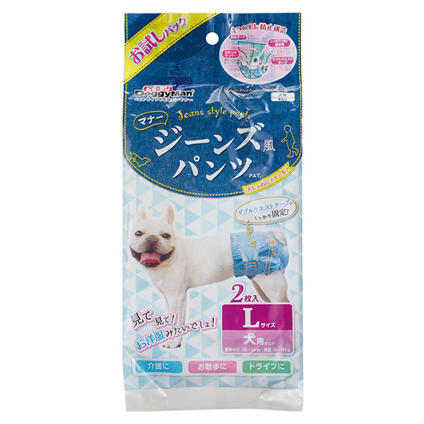 犬貓用牛仔藍防側漏紙尿褲(12入)-L