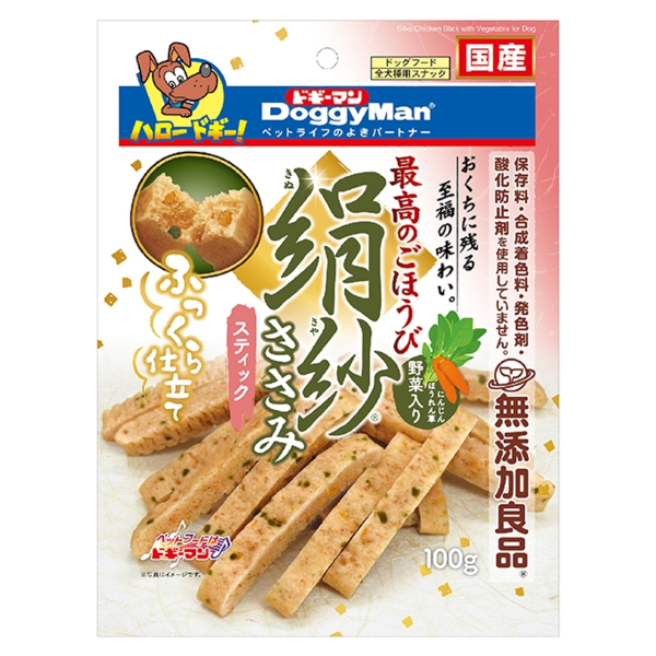 犬用絹紗雞胸肉條-野菜 100g