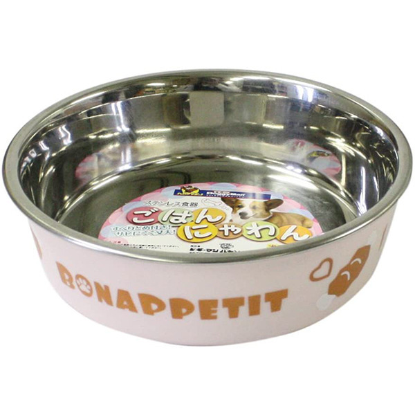 犬用肉骨頭彩繪橡膠止滑碗-粉紅色S