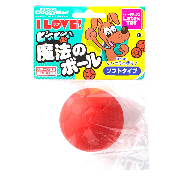 犬用吱吱乳膠玩具-紅足球