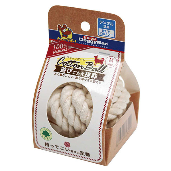 犬用自然素材棉質潔牙遊戲球-M