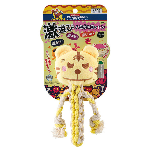 犬用棉繩潔牙玩具S-黃虎