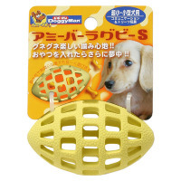 犬用網狀橄欖球型橡膠玩具-S